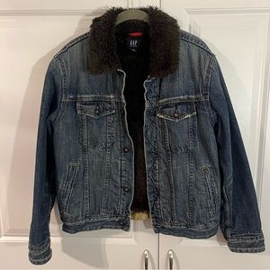 Vintage Gap Denim Jacket Brown Fur Lined and Collar- XXL 14/16
